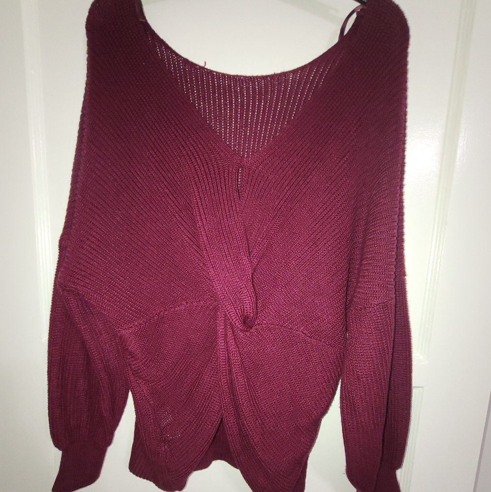 Burgundy reversible sweater